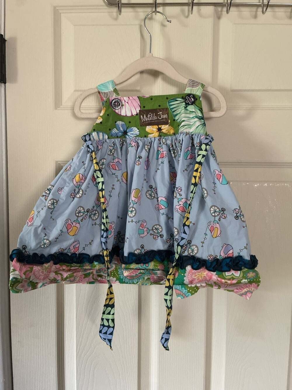 Matilda Jane Apron Dress Size 12M Multi Color Patterned Ruffle - Picture 5 of 5